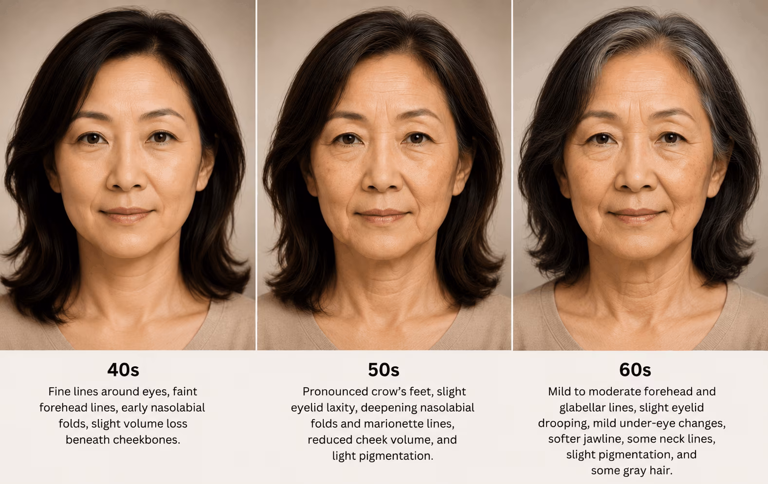 aging of 40 50 60s female